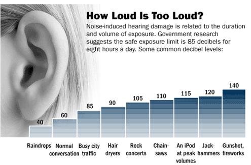 scale of sound exposure times to decibels